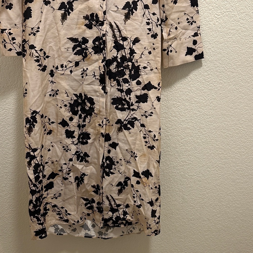 Floral Beige and Black Women's Dress - Picture 3 of 9